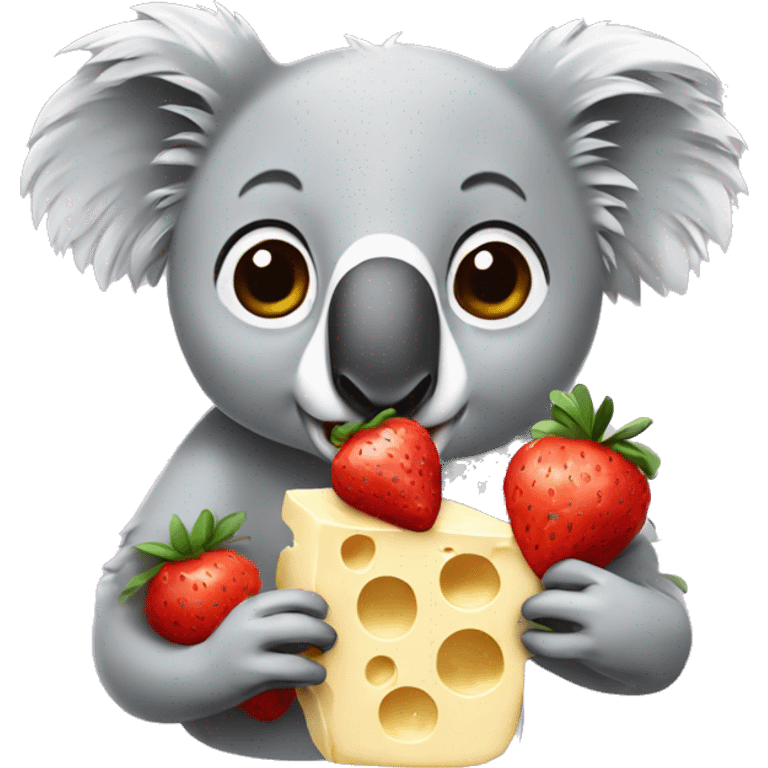 Koala eating strawberry and cheese emoji