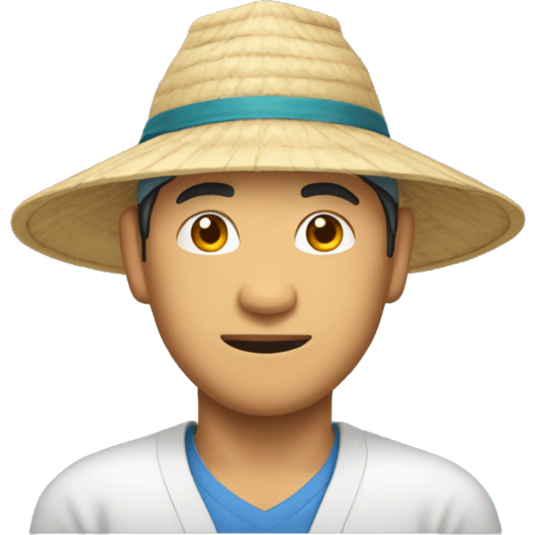 Asian man wearing Vietnamese hat emoji