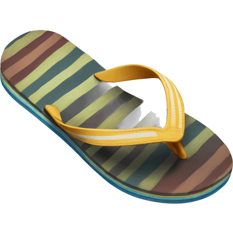 Realistic pair of striped summer flip flops isolated. emoji