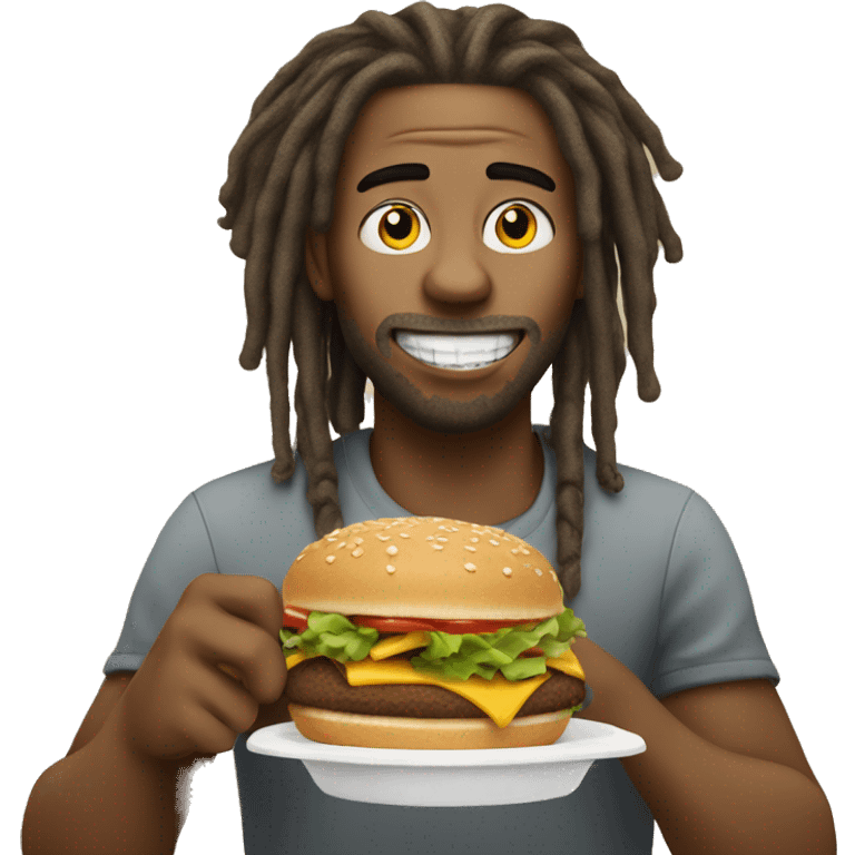 Man with dreadlocks eating McDonald’s emoji