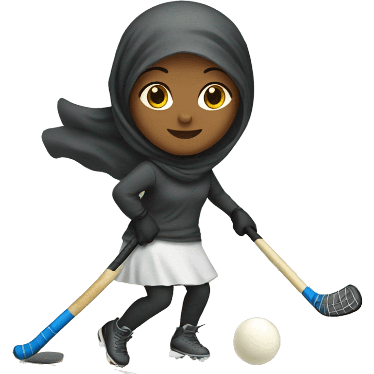 girl wearing hijab playing field hockey emoji