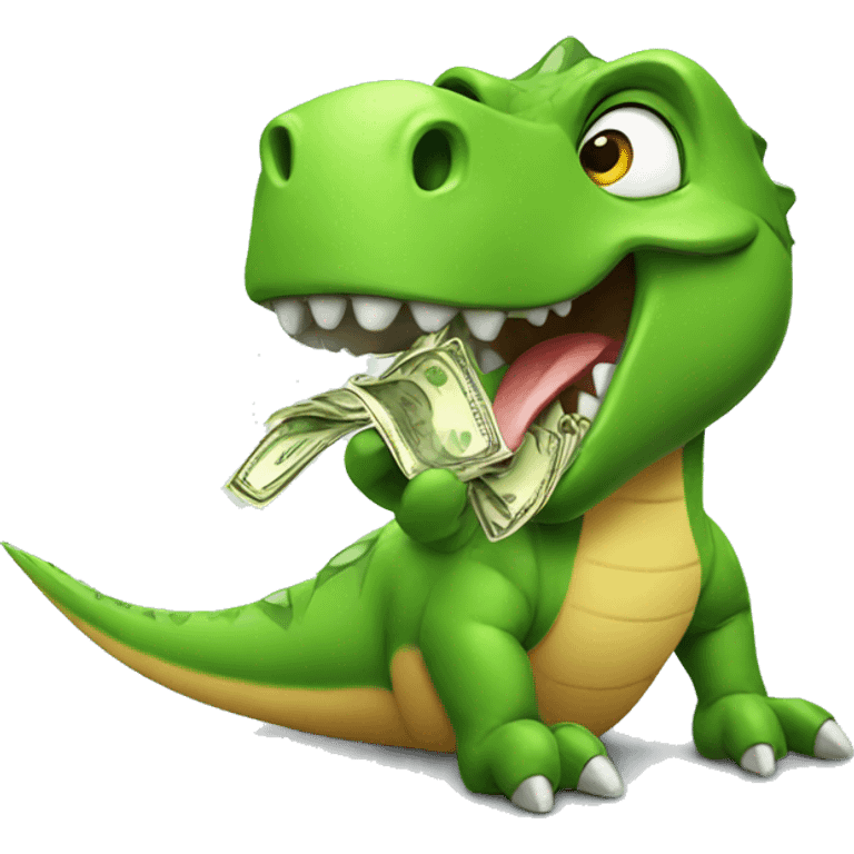 dinosaur eating money emoji