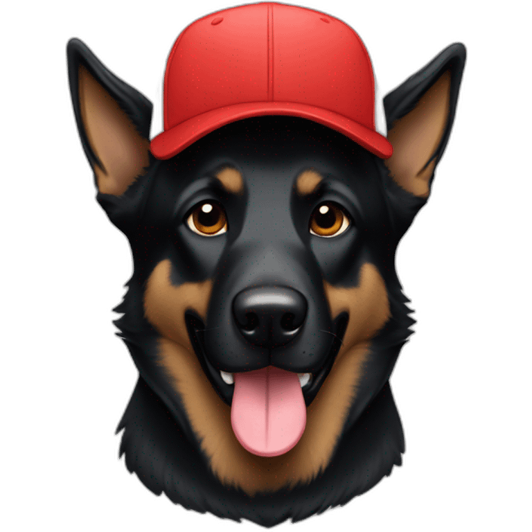 Black German shepherd with baseball cap emoji