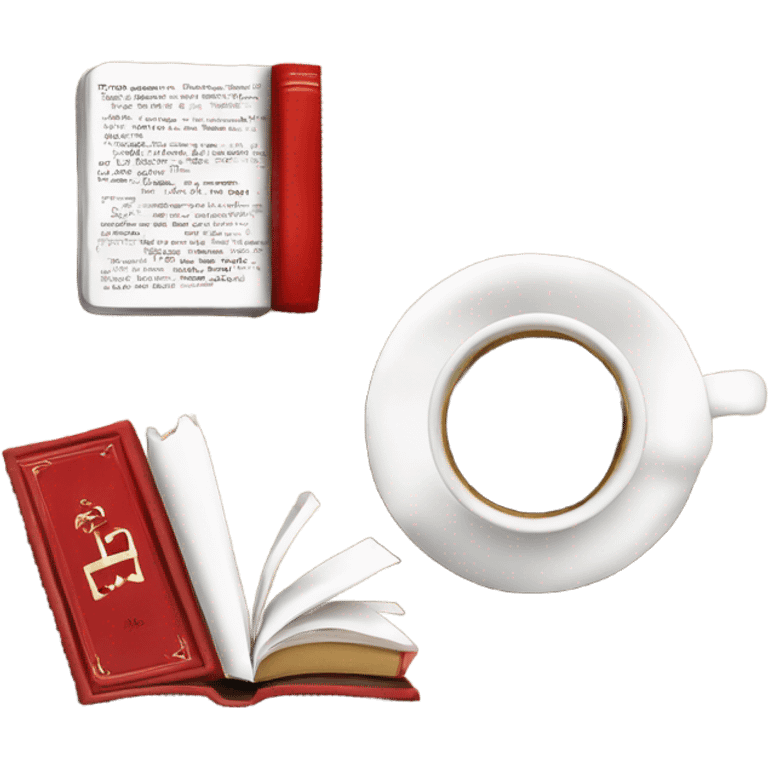 coffe and books red and White ￼ emoji