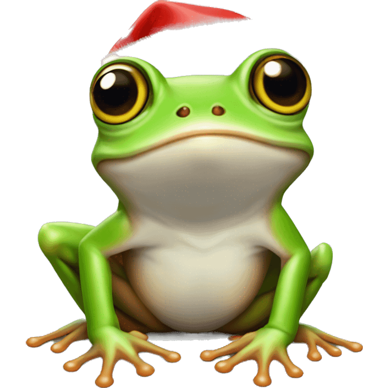 Cute tree frog with Santa hat emoji