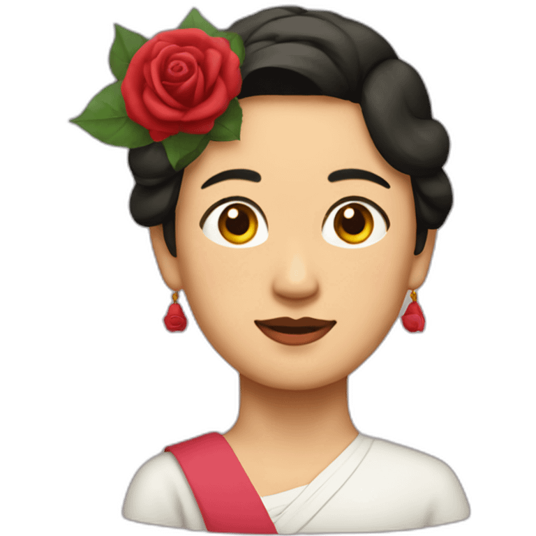 Aung San Su Kyi with rose on her head emoji