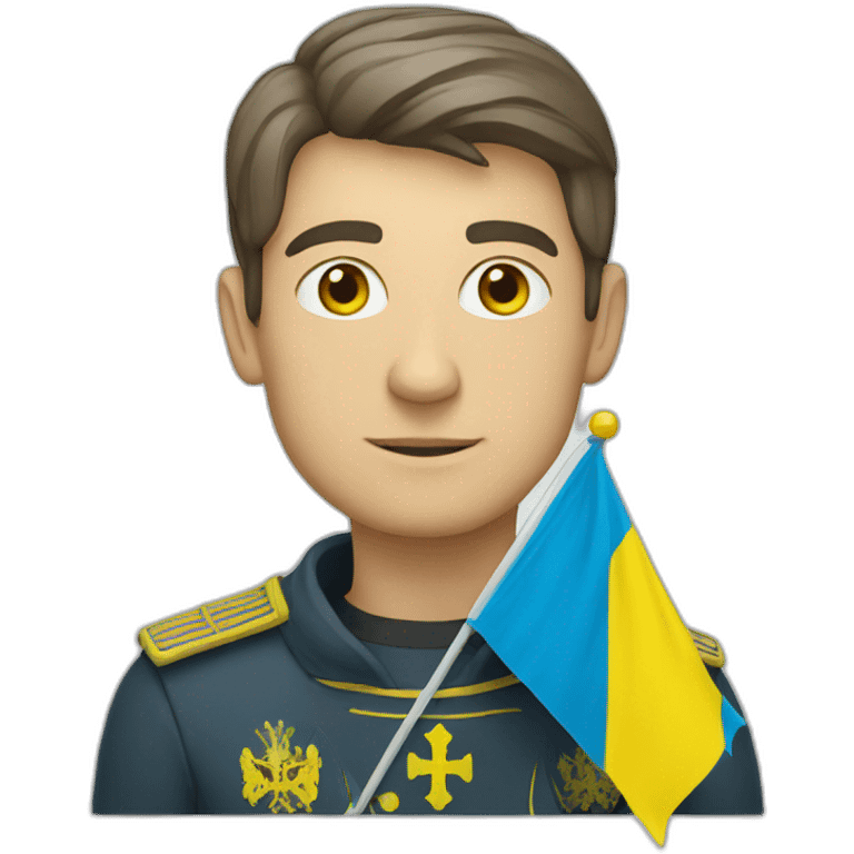 man with the flag of Ukraine emoji