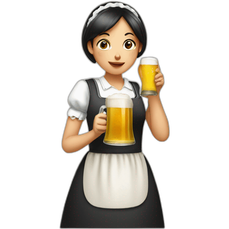 maid drinking a beer emoji