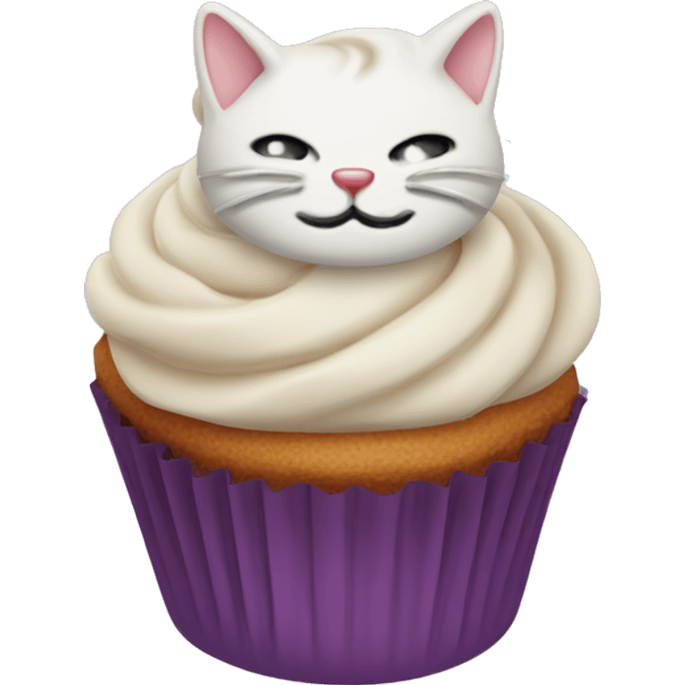 Cupcake with a Cat head and cream on top emoji