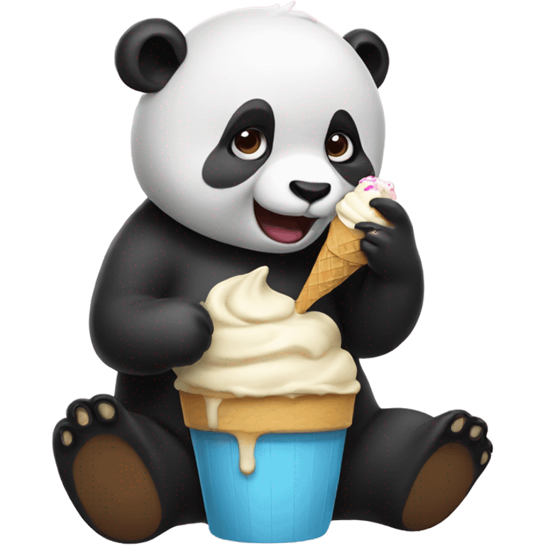 Panda eating ice cream emoji