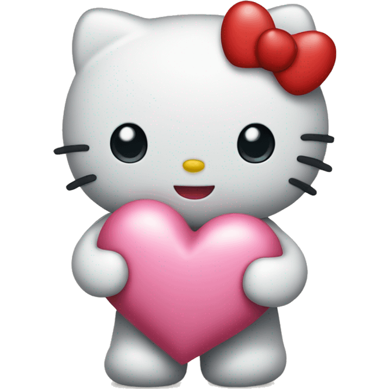 Hello kitty holding a heart emoji