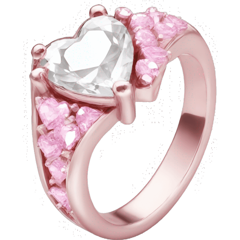 Diamond silver  ring light pink heart emoji