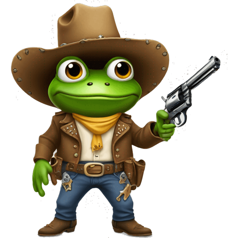 cowboy frog with revolvers emoji