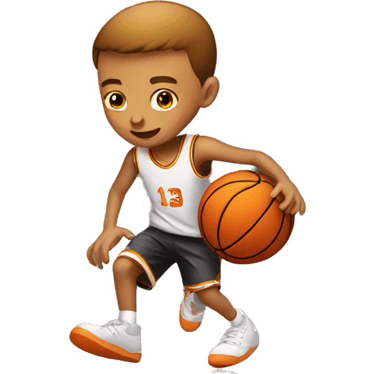 kid dribbling a basketball emoji