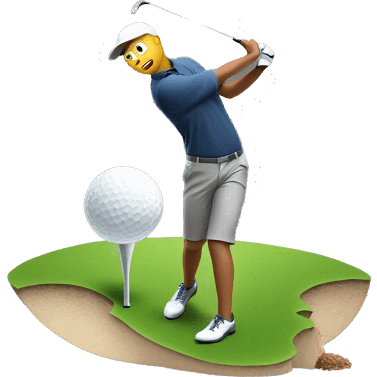 golf player hitting a ball out of earth emoji