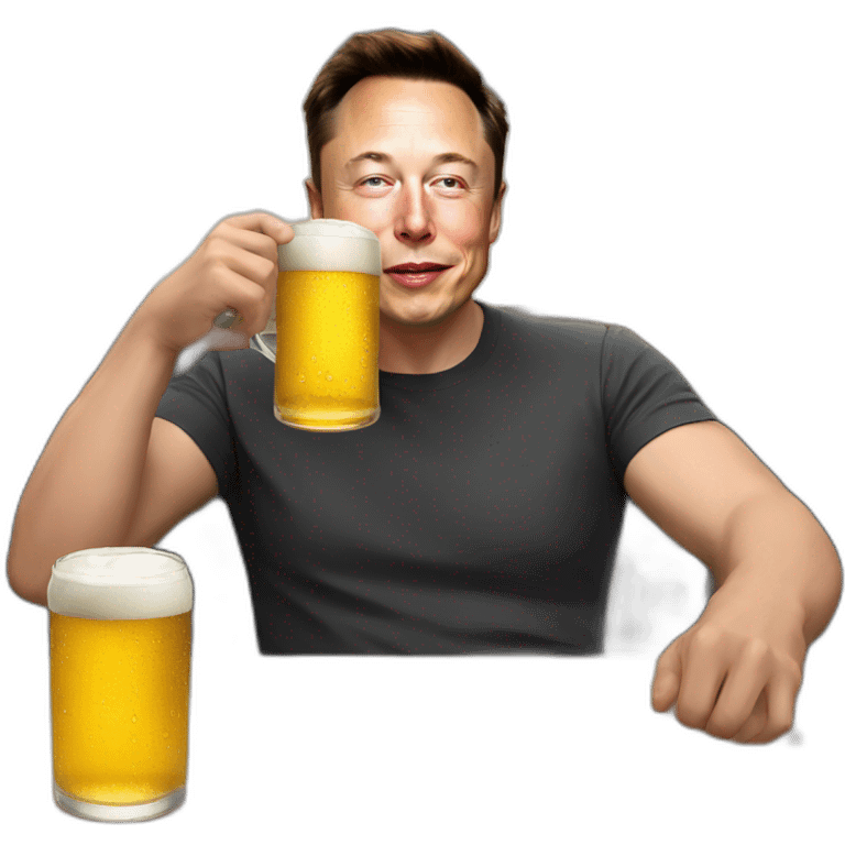 Elon Musk drinking a beer emoji