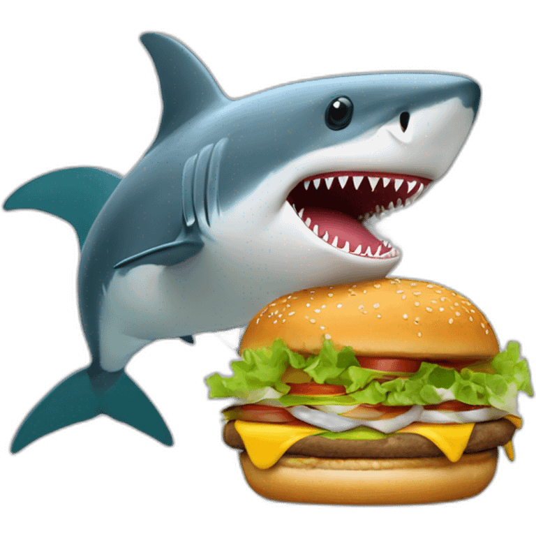 Un requin qui mange un burger et danse emoji