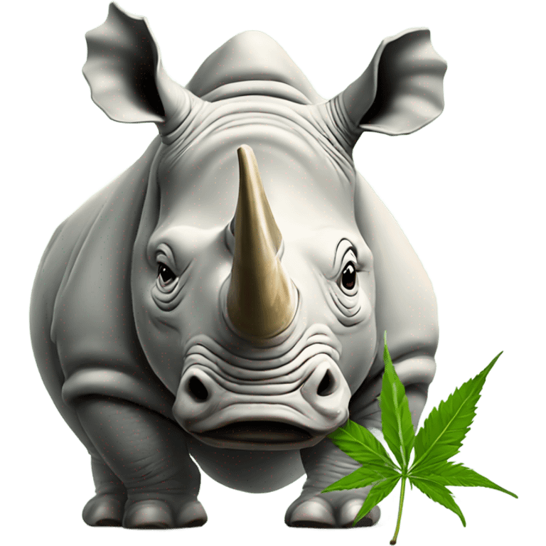 Happy White rhino smoking hemp emoji