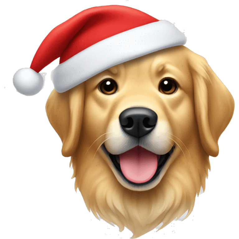 golden retriever wearing a santa hat emoji