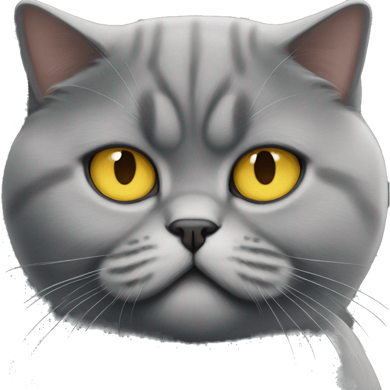 Angry British shorthair with yellow eyes emoji