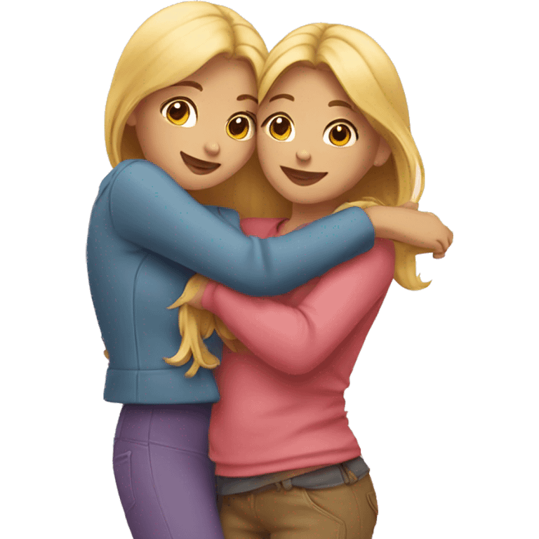 two girls hugging  emoji