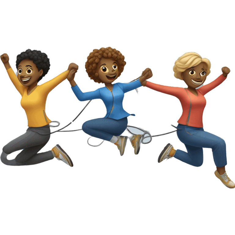 Double Dutch: three people, jumping, rotating ropes emoji