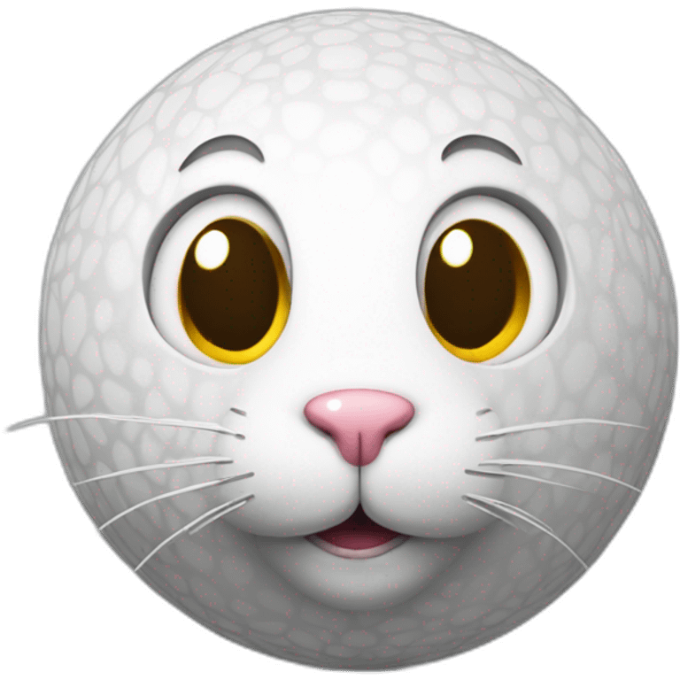 3d sphere with a cartoon Rabbit skin texture with big thoughtful eyes emoji