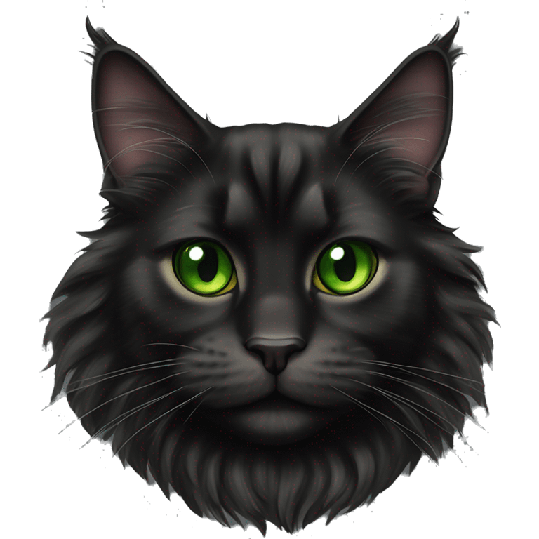 Black Maine coon cat full body belly up green eyes emoji