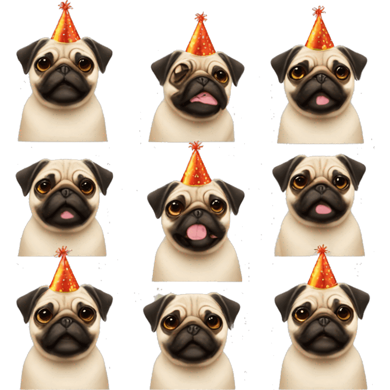 Pug happy birthday hat emoji