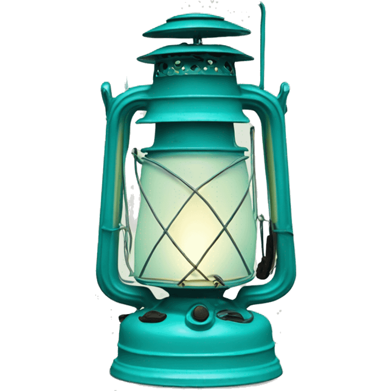 Realistic tiffany blue rustic camping lantern emoji