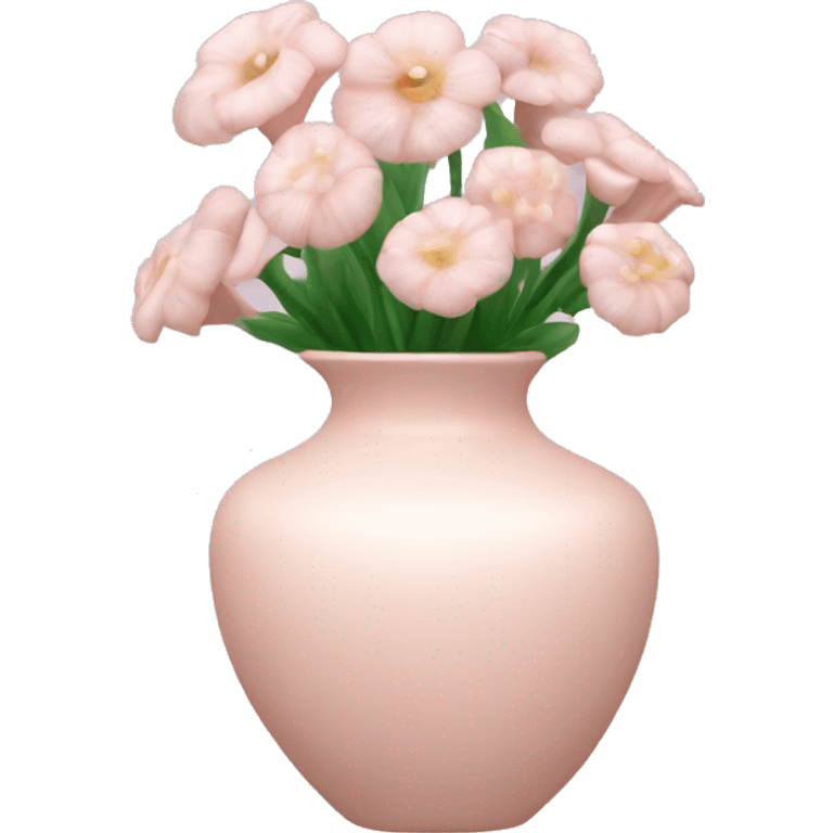 Pale pink shell vase with flowers emoji