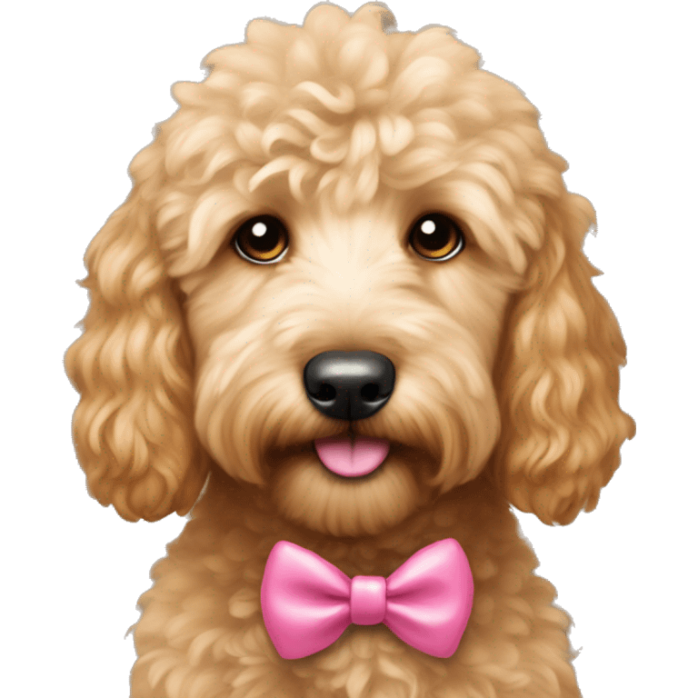 mini-goldendoodle with tiny pink bow on forehead  emoji