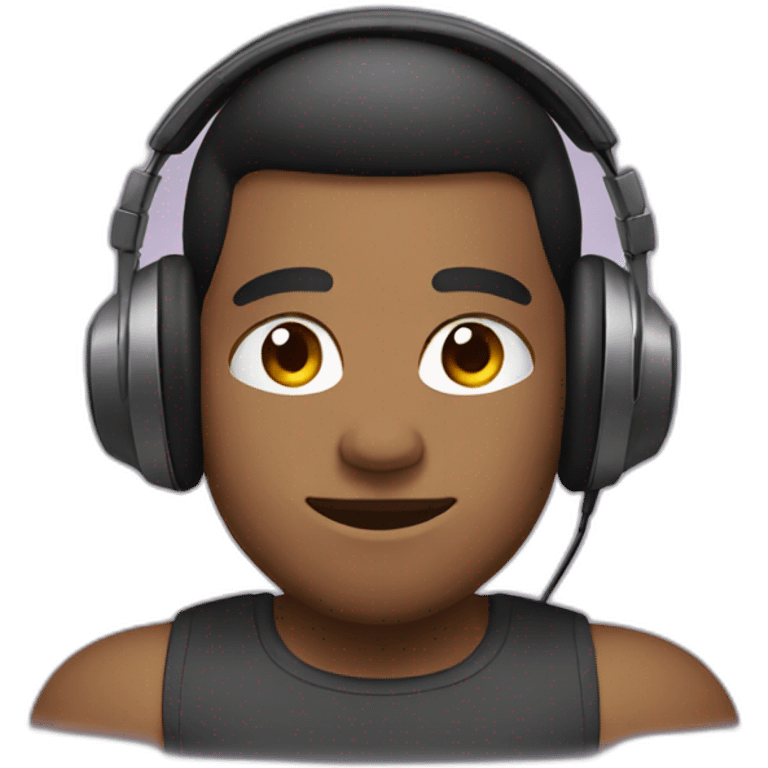 muscular guy, headphone emoji