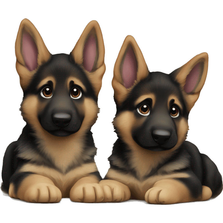 2 German Shepherd puppies emoji