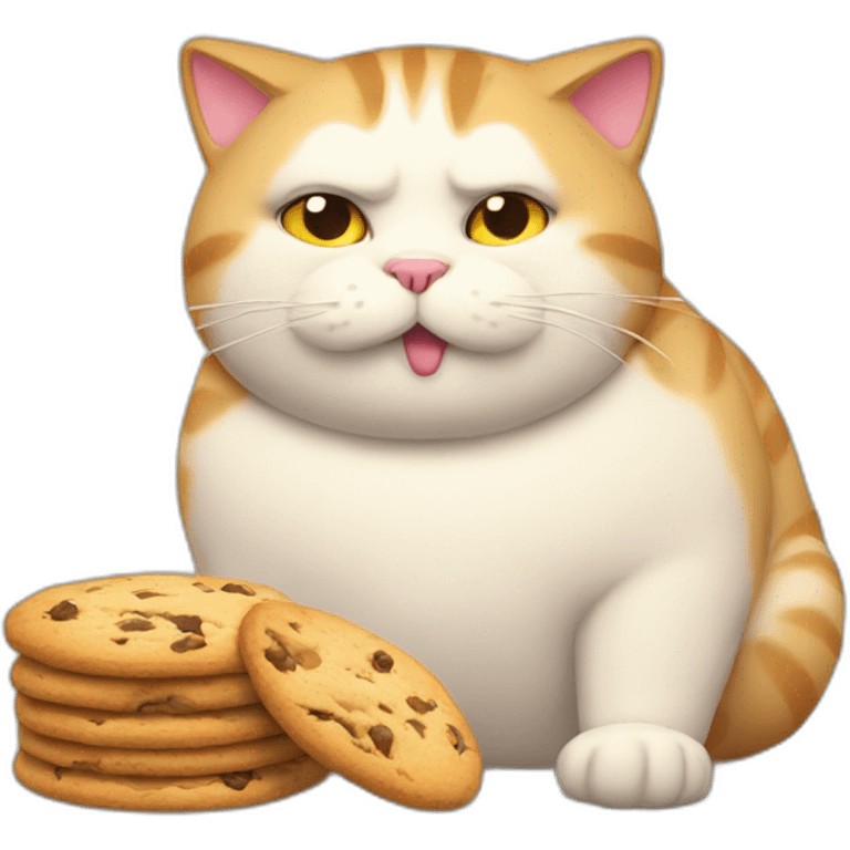 fat cat eating cookies looking busted emoji