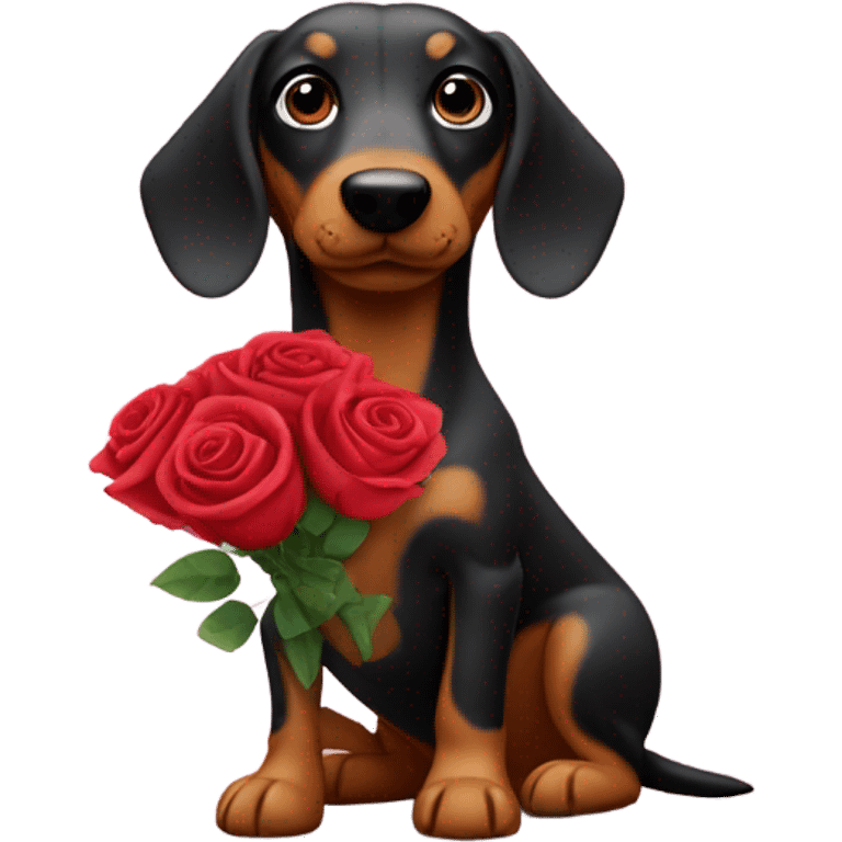 Sausage dog giving roses  emoji