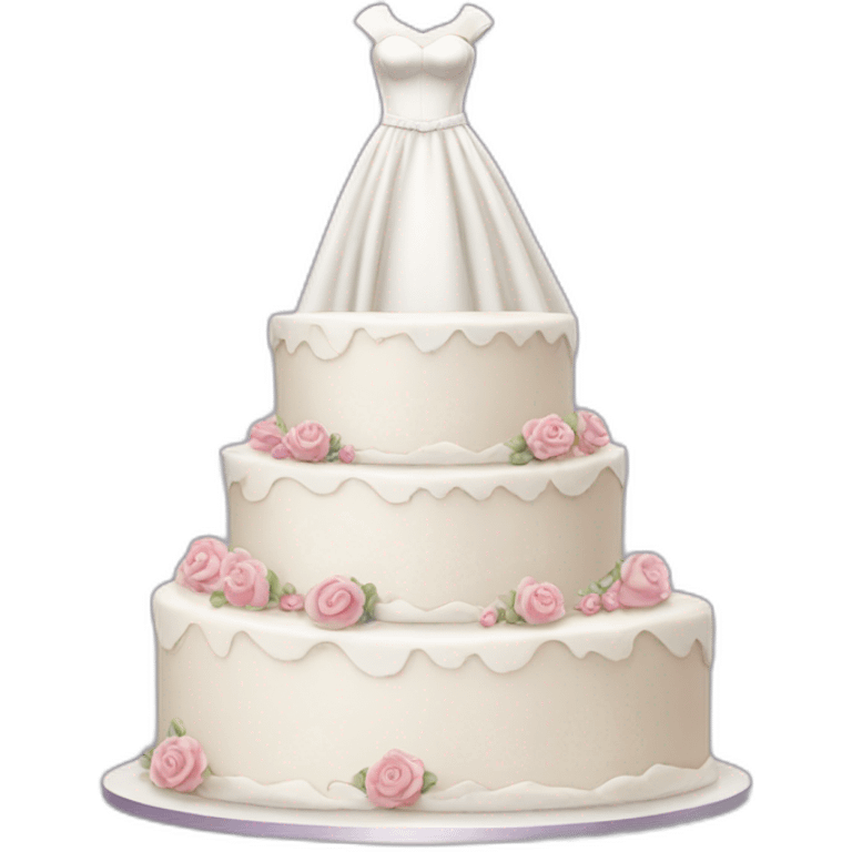 wedding cake in front of the wedding dress emoji