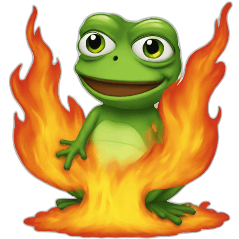 Pepe on fire emoji