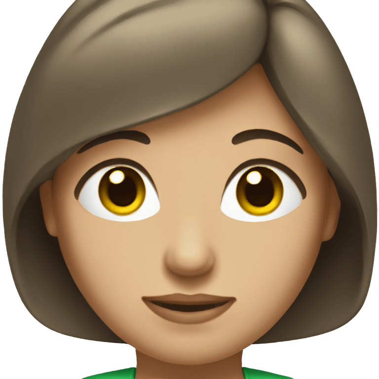 women with brunette bob and green eyes emoji