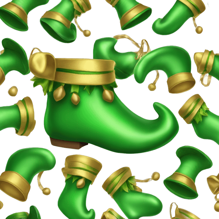 Realistic isolated green elf shoes with bells. emoji