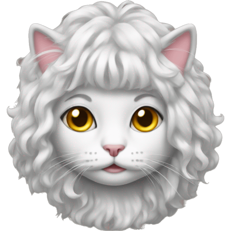 Kitty wearing a wig emoji