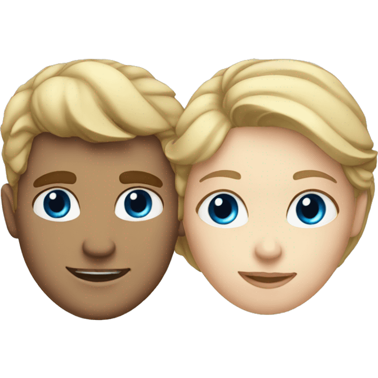 blonde guy with blue eyes and girl with brown hair and eyes emoji