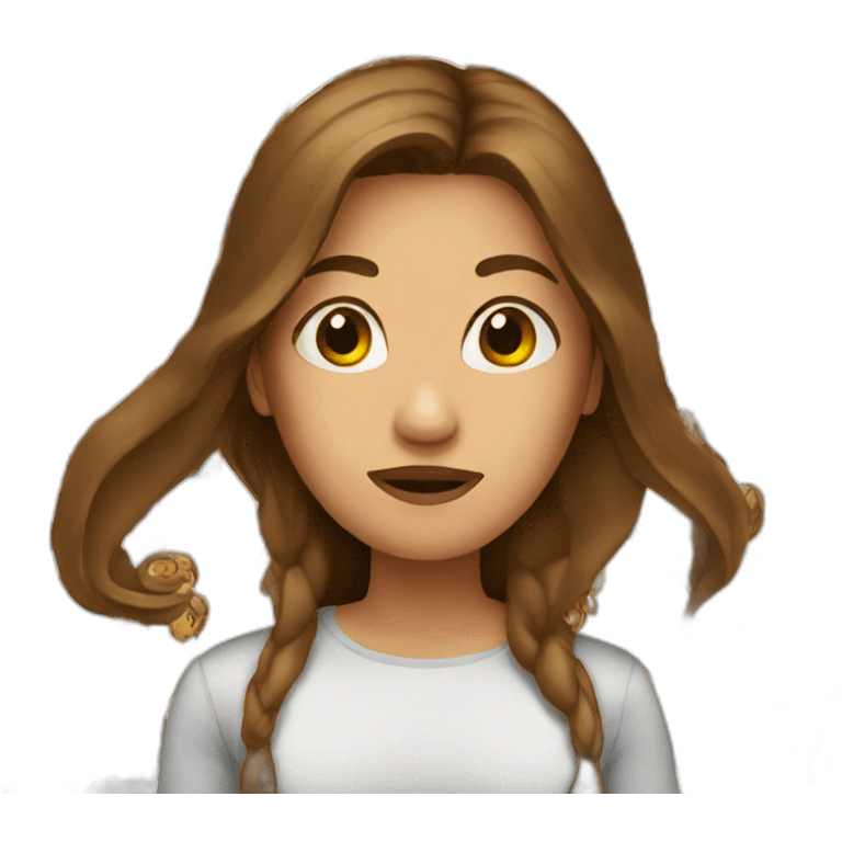 Woman with long brown hair sick emoji