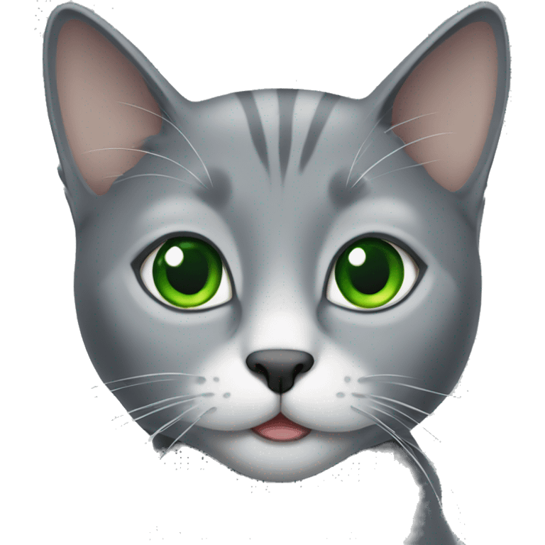 Grey cat with green eyes emoji