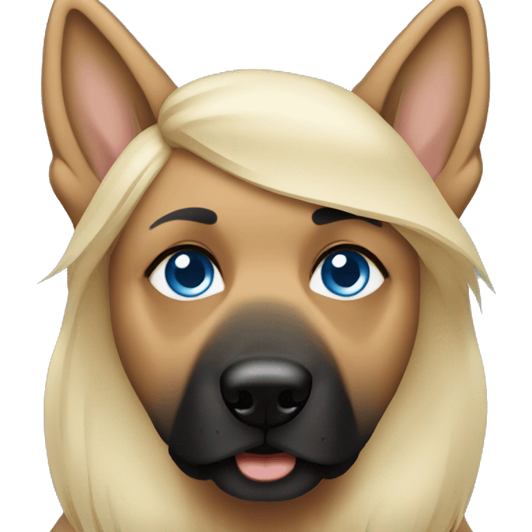 blonde woman blue eyes with german shepherd emoji