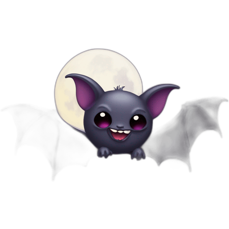 purple black vampire bat wings flying in front of dripping crescent moon emoji