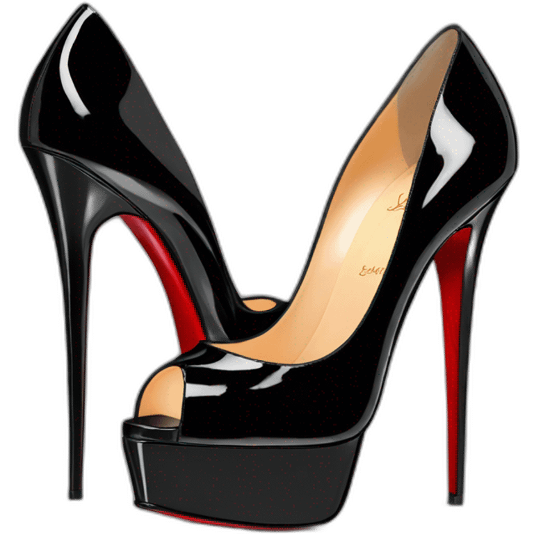 Louboutin Black patent Leather Lady Peep Toe Platform emoji