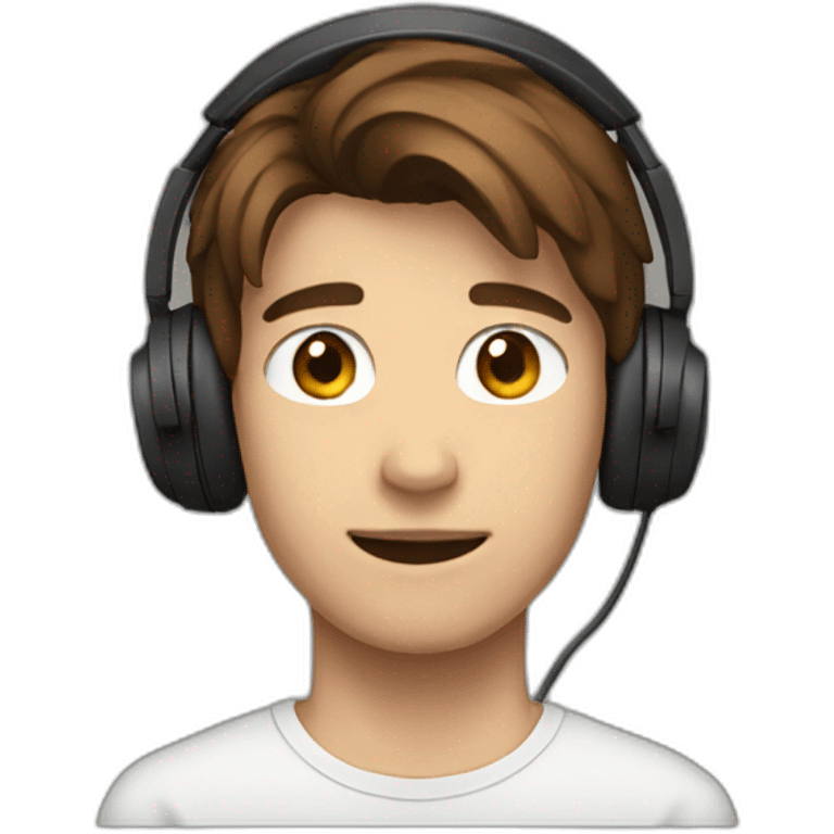 A 19 years Old boy with brown hair wearing headphones emoji