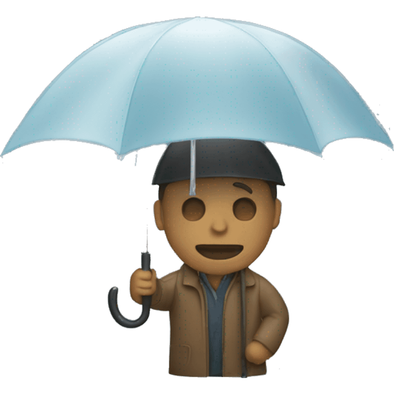 Man under umbrella raining emoji