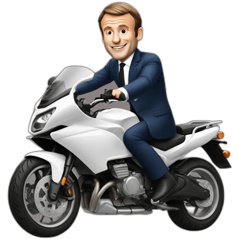 Emmanuel Macron riding a motorcycle emoji